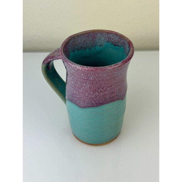Art Pottery Mug Planter Vase Always Azul Villa Grove Purple Teal Tankard 6.5" - Picture 15 of 16
